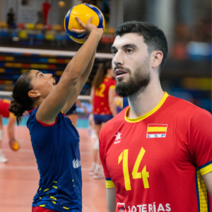 Marga Pizà y Miquel Àngel Fornés con la camiseta de la selección española